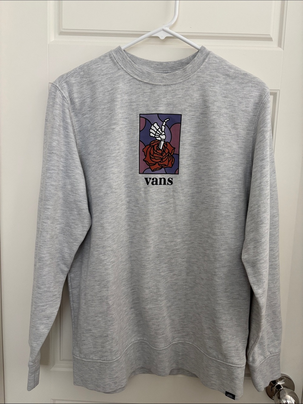 Vans Light Gray Crewneck Sweatshirt with Rose Graphic